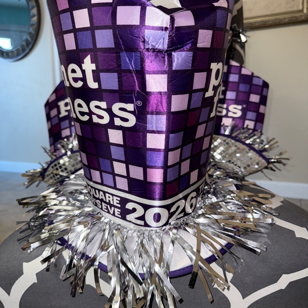 Times Square New Years Eve Planet Fitness Purple Party Hat 2026